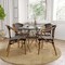 Merrick Lane Sacha Set of Four Stacking Thonet Bistro Style Chair with Arms, PE Rattan Seat, and Bamboo Metal Frame for Indoor/Outdoor Use
